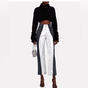 FRAME Pierced Coated Straight-Leg Jeans Black & Silver Colorway Mid-rise Relaxed